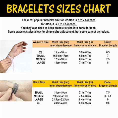 Bracelets Size Chart Bracelet Size Chart Bracelet Sizes Necklace