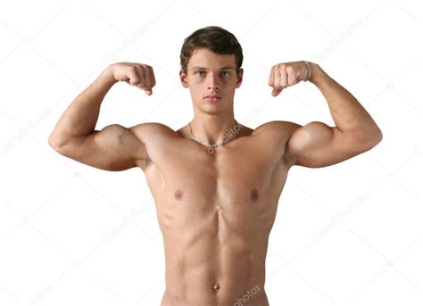 Muscular Man Flexing His Biceps — Stock Photo © Wrangel 13568205