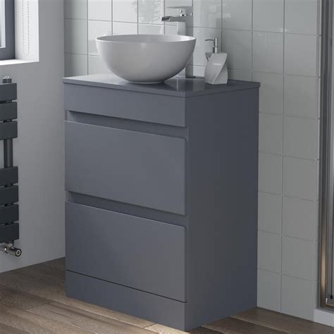 Artis Grey Gloss Floor Standing Drawer Vanity Unit With Affine Cambrai