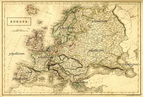Antique Europe Map 1840 Ultra High Resolution 8 X 10 To 28 X 42 Instant