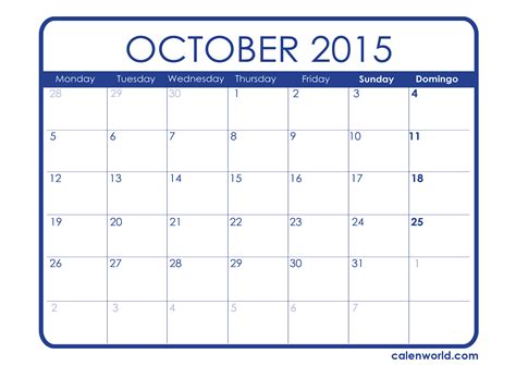 October 2015 Calendar Printable Calendars