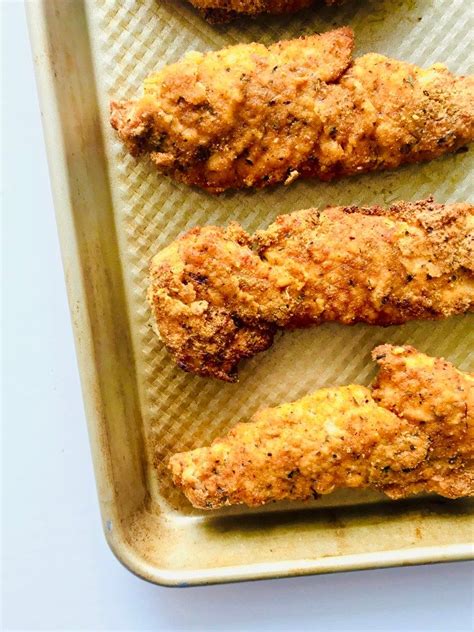 The crust of the chicken parmesan is crispy and delicious with little oil! Healthy Chicken Tenders - Air Fryer or Oven | Recipe ...