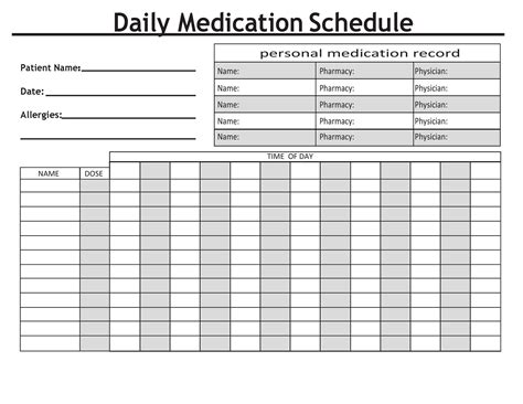 Free Daily Medication Chart Printable