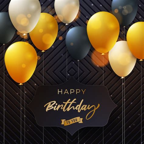 Premium Vector Happy Birthday Luxury Background With Golden Balloons
