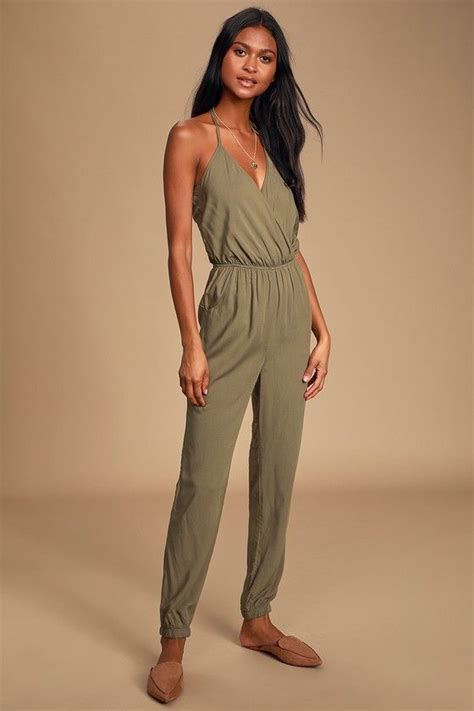 Learning To Fly Olive Green Halter Jumpsuit Jumpsuit Jumpsuit Dressy