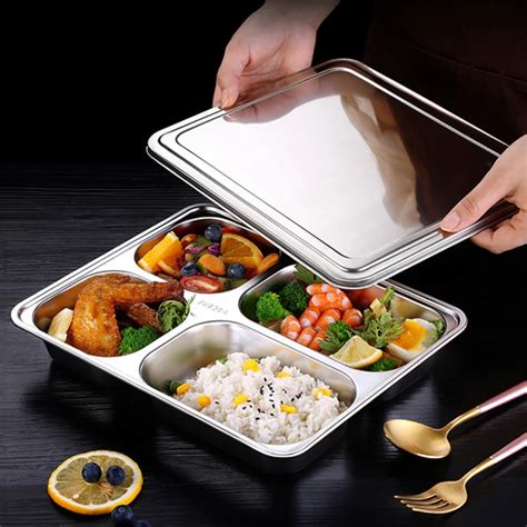 304 Stainless Steel Lunch Box Portable Cafeteria Compartment Lunch Box