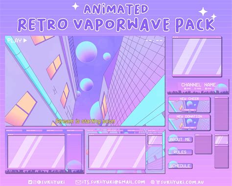 Animated Retro Vaporwave Stream Pack Customizable Twitch Etsy