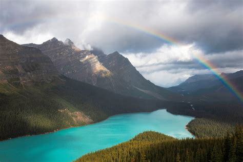 Nature Landscape Rainbows Lake Mountain Forest