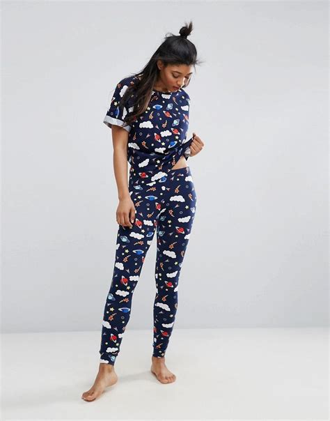 Asos Space Tee And Legging Pajama Set Multi Pajamas Women Pajama Set