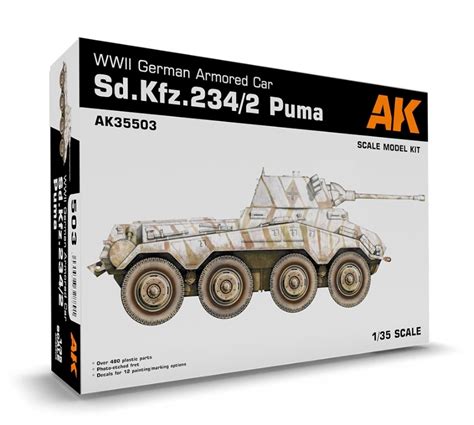 Sdkfz 2342 Puma Wwii German Armored Car Plastic Model Vehicle Kit 135 Scale 35503