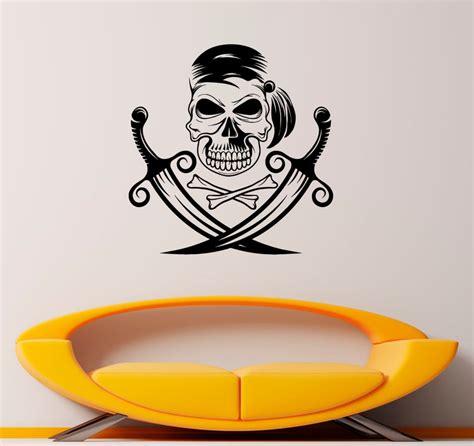 Pirate Skull Wall Vinyl Decal Pirate Crossbones Sticker Etsy