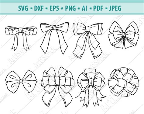 Bow Svg Bundle Ribbon Svg Hair Bow Svg Christmas Bow Svg Presents