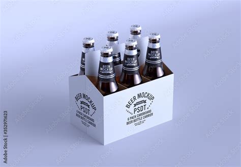 6 Pack Cardboard Beer Bottle Carrier Mockup Stock Template Adobe Stock
