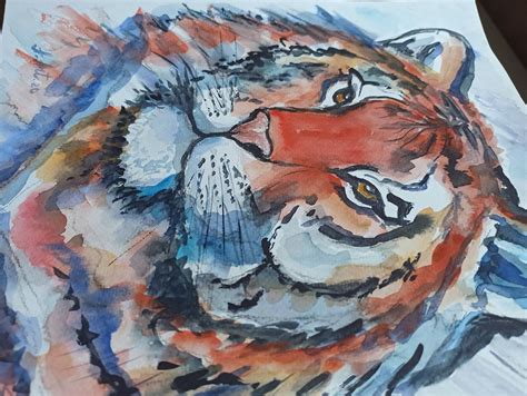 Tiger Watercolor Painting Original Artwork Abstract Colorful Etsy