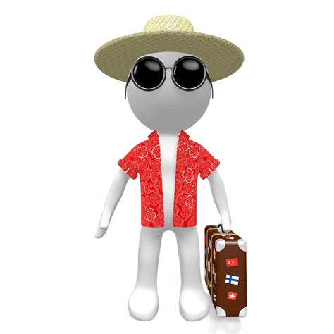 Premium Photo Cartoon Character Tourist With A Suitcase 3d Illustration