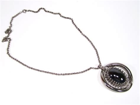 long vintage chain necklace original 80s with large v… gem