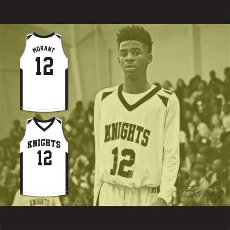 Ja Morant 12 Crestwood High School Knights White Basketball Jersey 2