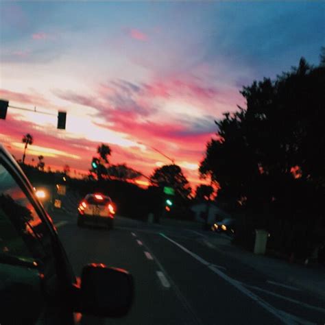 Car Sunset Lights Sky Aesthetic Pretty Sky Scenery