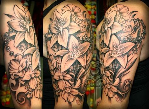 Black Flower Sleeve Tattoos Tattoo Designs Pinterest Flower