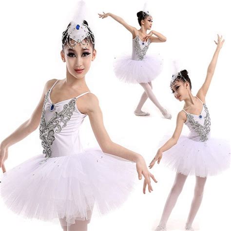 Luxurious White Diamond Swan Lake Costume Girls Long Ballet Tutu Dance Dress Adults Women