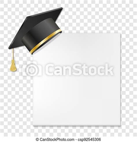 Graduation Cap Or Mortar Board On Paper Corner Vector Illustration