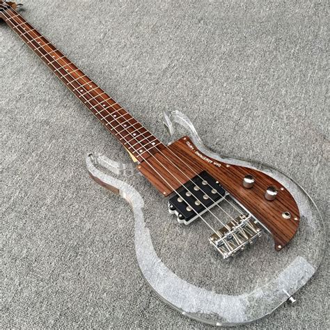 Rare 4 Strings Acrylic Body Dan Armstrong Ampeg Electric Bass Guitar Wood Pickguard Maple Neck