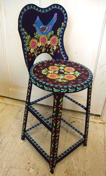Picked up by a bin on the street near my office (when i used to work in an office). Upcycled vintage metal kitchen chair hand painted by Shelly Bedsaul | Creative painted furniture ...