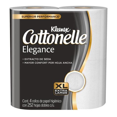 Papel Higiénico Kleenex Cottonelle Elegance 4 Rollos Con 252 Hojas