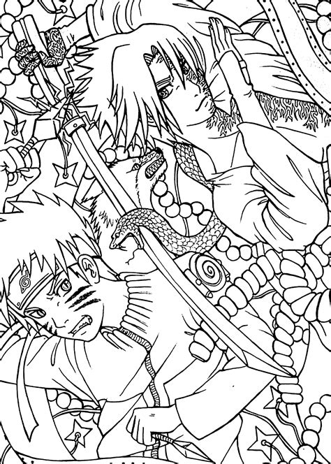 Naruto Vs Sasuke Anime Coloring Pages For Kids Printable Free