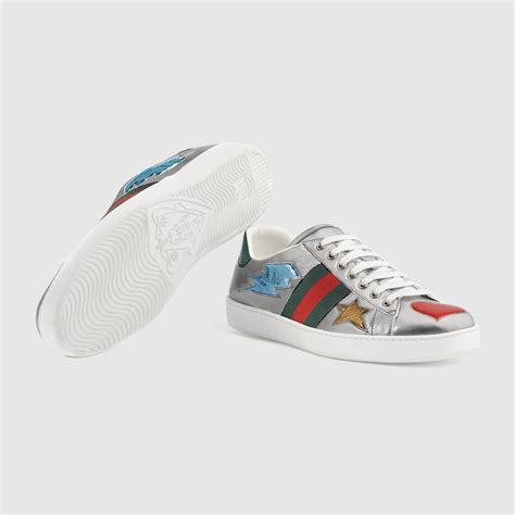 Ace Low Top Sneaker With Ayers Details Gucci Mens Sneakers