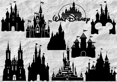 10 Disney Castles svg cut file printable vector clip arts | Etsy