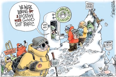 Political Cartoon Everyones Summiting Mount Everest