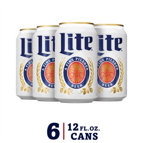 Miller Lite American Pilsner Light Lager Beer 6 Cans 12 Fl Oz Fry