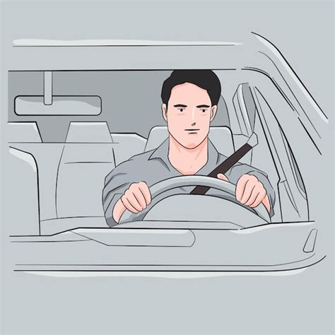 Premium Vector Mid Adult Man Smiling While Driving Car Happy Man