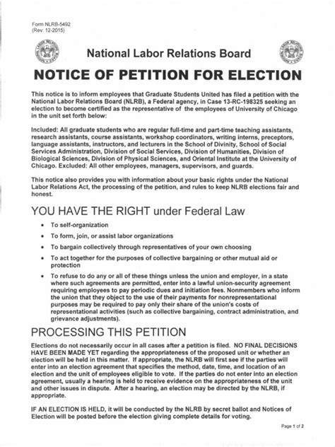 Notice Of Petition For Election National Labor Relations Board