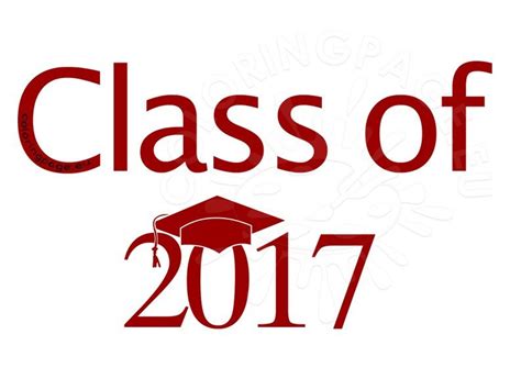 Senior Class Of 2017 Red Clipart Coloring Page