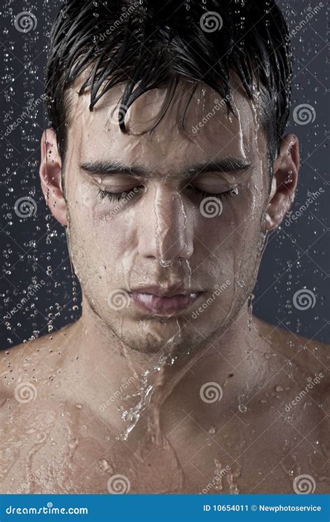 Man Under The Shower Stock Image Image