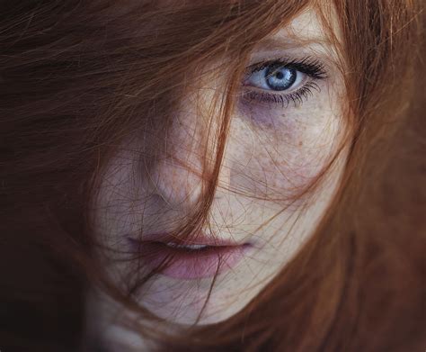 Wallpaper Women Redhead Blue Eyes Juicy Lips Freckles X
