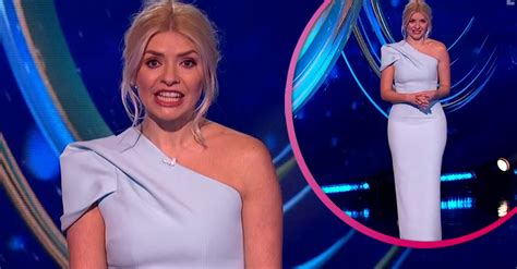 Dancing On Ice Holly Willoughby Stuns In Blue One Shoulder Dress