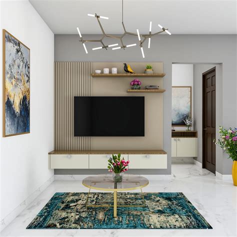 Convenient Modern Style Elegant Spacious Tv Unit Design Livspace