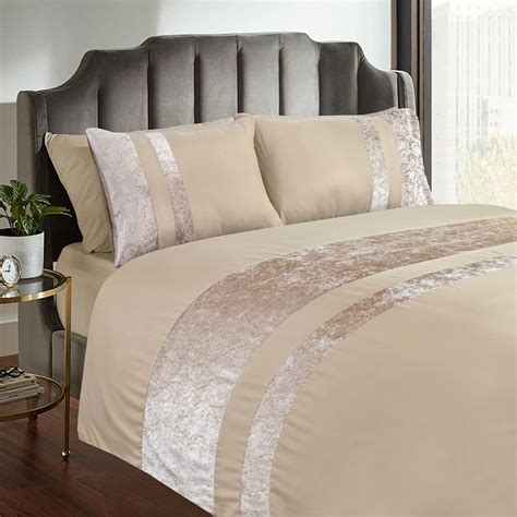 Casabella Luxury Crushed Velvet Panel Band Duvet Cover Sets With Pillow