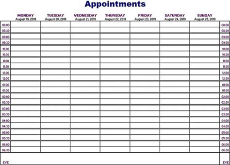 Printable Appointment Schedule Think Moldova Printable Schedule