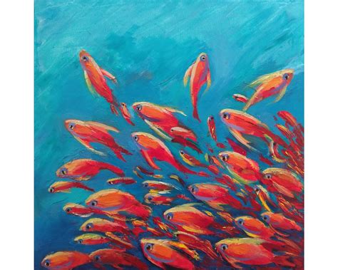 Abstract Fish Art Underwater Painting Original Art Animal Etsy