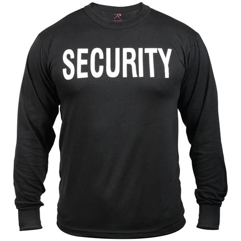 100% combed ringspun cotton fine jersey. 2-Sided Long Sleeve Security T-Shirt
