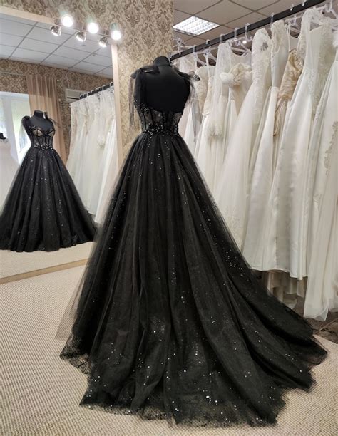 Tulle Black Party Dress Prom Evening Dress Off Shoulder Etsy