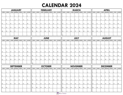 Calendar Template Printable 2024 Printable Calendar 2024