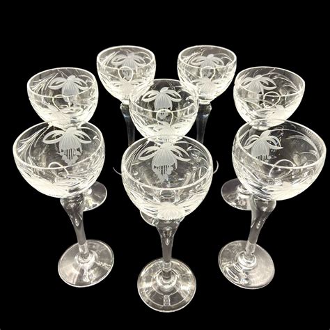 Royal Brierley Crystal Cut Glass Set Of Eight Hock Wine Glasses Antique Glass Hemswell