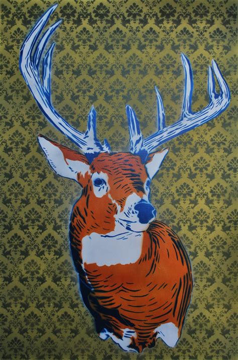 Mounted Deer Head Pop Art Painting On Canvas 1