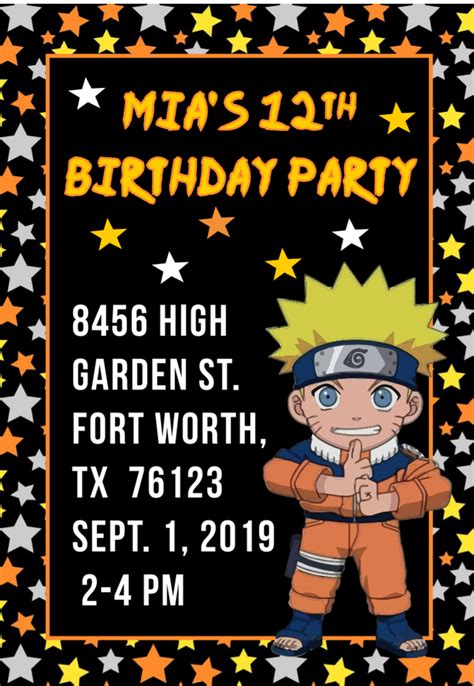 Invitations Invitations And Announcements Paper Naruto Shippuden Birthday Personalized Naruto