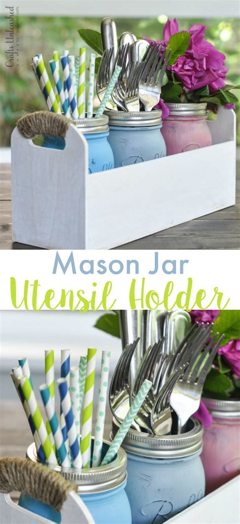 Diy Mason Jar Utensil Caddy Tutorial Crafts Unleashed